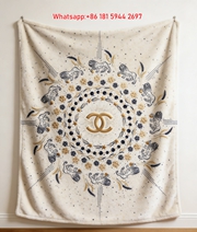 Chanel Celestial Lion CC Logo Flannel Throw Blanket IMG_7066